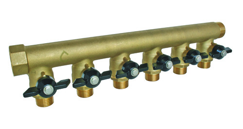 Six-outlet brass manifold